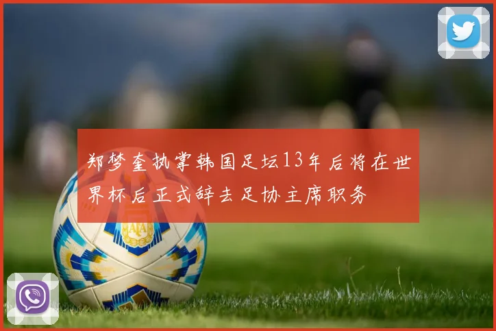 郑梦奎执掌韩国足坛13年后将在世界杯后正式辞去足协主席职务